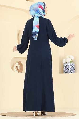 moda selvim عباءة كحلي 2886SL432 - Thumbnail