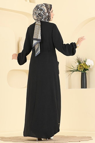 moda selvim Abaya 2952SL432 Black - Thumbnail