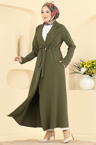 moda selvim Abaya 2959SL432 Khaki - Thumbnail