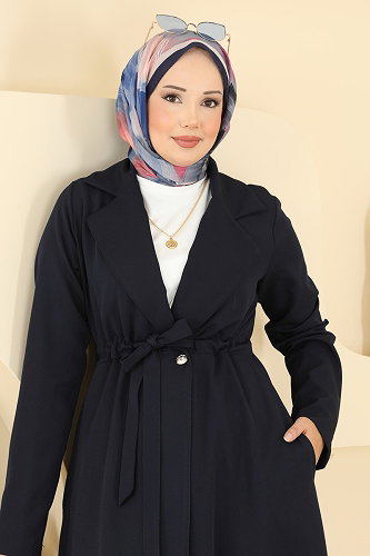 moda selvim Abaya 2959SL432 Navy Blue - Thumbnail