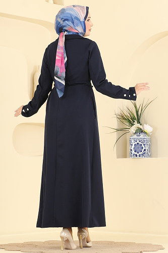 moda selvim Abaya 2959SL432 Navy Blue - Thumbnail