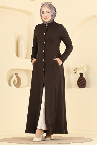moda selvim Abaya 2960SL432 Bitter Brown - Thumbnail