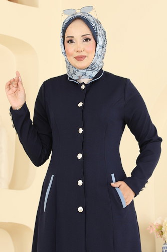 moda selvim Abaya 2960SL432 Navy Blue - Thumbnail