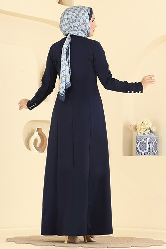 moda selvim Abaya 2960SL432 Navy Blue - Thumbnail
