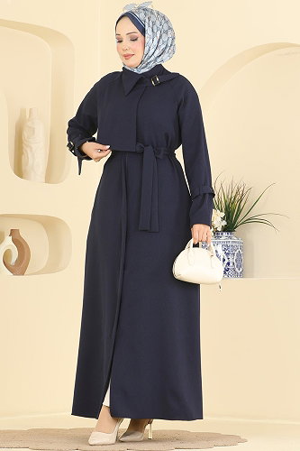moda selvim عباءة كحلي 2964SL432 - Thumbnail