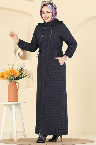 moda selvim Abaya 3006DFL152 Navy Blue - Thumbnail