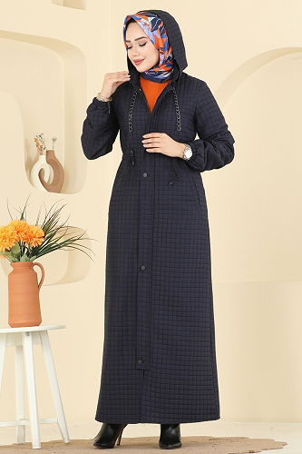 moda selvim Abaya 3006DFL152 Navy Blue - Thumbnail