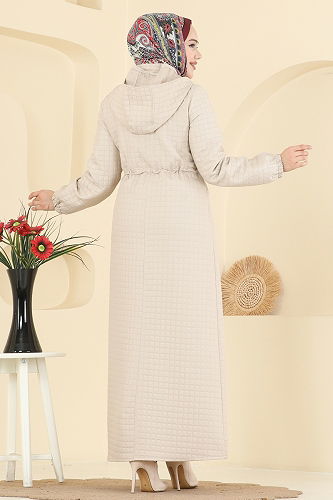 moda selvim Abaya 3006DFL152 Stone - Thumbnail