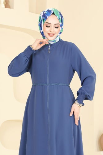 moda selvim Abaya 301MSA980 Indigo - Thumbnail