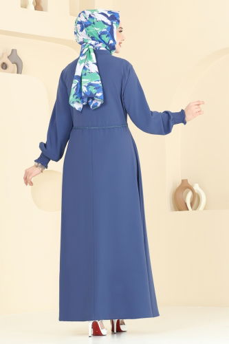 moda selvim Abaya 301MSA980 Indigo - Thumbnail