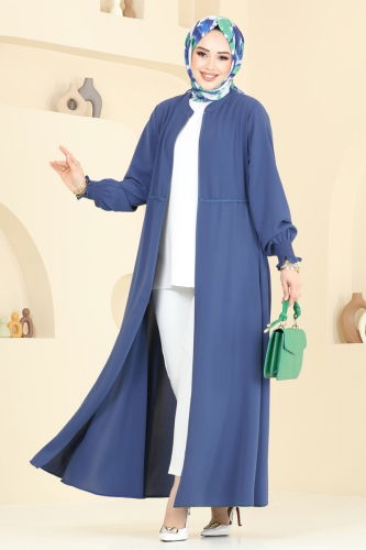 moda selvim Abaya 301MSA980 Indigo - Thumbnail