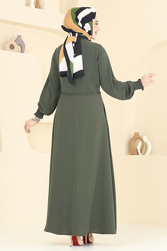 moda selvim Abaya 301MSA980 Khaki - Thumbnail