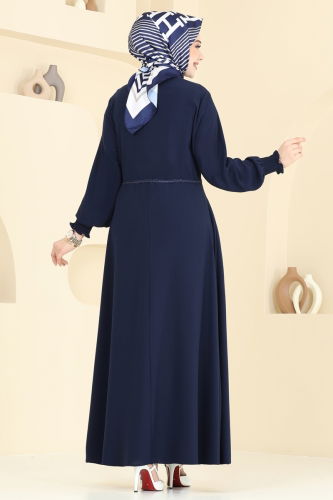 moda selvim Abaya 301MSA980 Navy Blue - Thumbnail