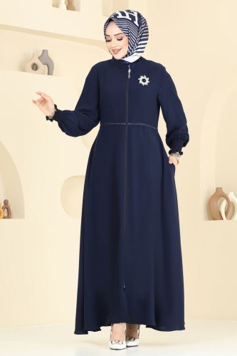 moda selvim Abaya 301MSA980 Navy Blue - Thumbnail