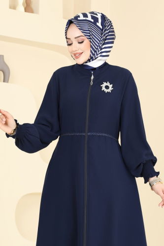 moda selvim Abaya 301MSA980 Navy Blue - Thumbnail