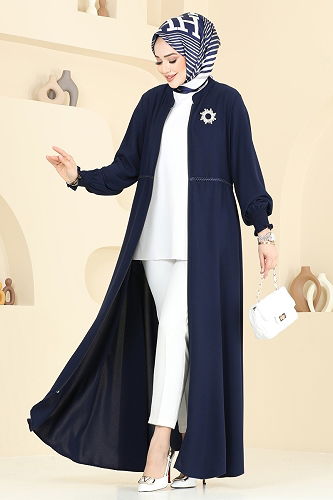 moda selvim عباءة كحلي 301MSA980 - Thumbnail