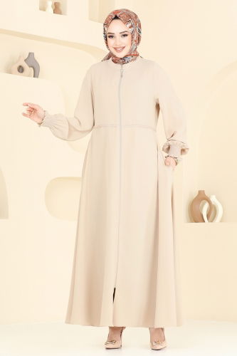 moda selvim Abaya 301MSA980 Stone - Thumbnail