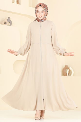 moda selvim Abaya 301MSA980 Stone - Thumbnail