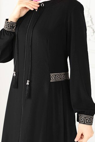 moda selvim Abaya 3028PD194 Black - Thumbnail