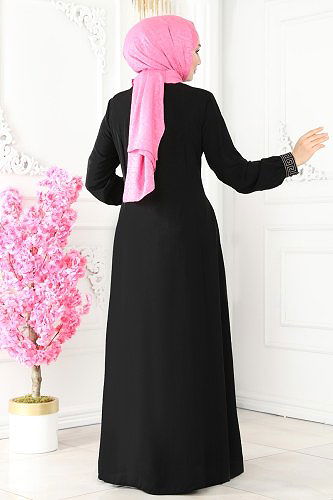 moda selvim Abaya 3028PD194 Black - Thumbnail