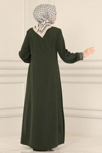 moda selvim Abaya 3028PD194 Khaki - Thumbnail