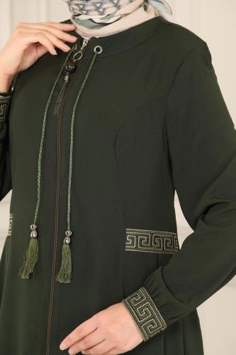 moda selvim Abaya 3028PD194 Khaki - Thumbnail