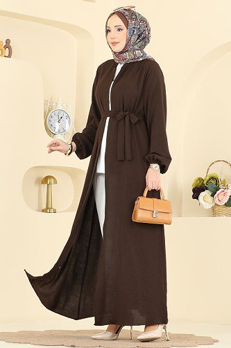 moda selvim Abaya 3030SMD1186 Bitter Brown - Thumbnail