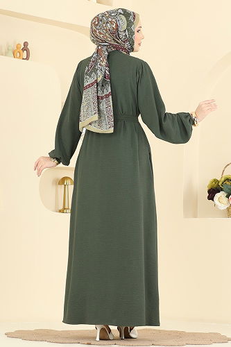 moda selvim عباءة اخضر عفني 3030SMD1186 - Thumbnail