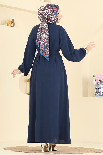 moda selvim Abaya 3030SMD1186 Navy Blue - Thumbnail