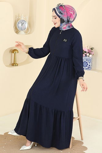 moda selvim Abaya 3033SMD1186 Navy Blue - Thumbnail