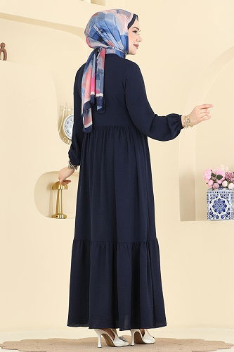 moda selvim Abaya 3033SMD1186 Navy Blue - Thumbnail