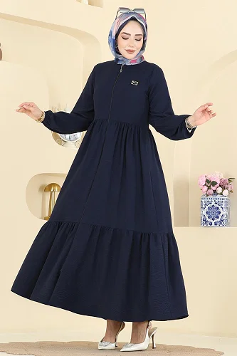 moda selvim عباءة كحلي 3033SMD1186 - Thumbnail