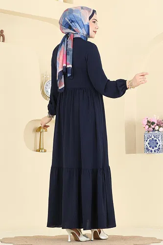 moda selvim عباءة كحلي 3033SMD1186 - Thumbnail