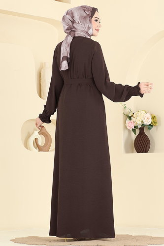 moda selvim Abaya 3036SMD1186 Bitter Brown - Thumbnail