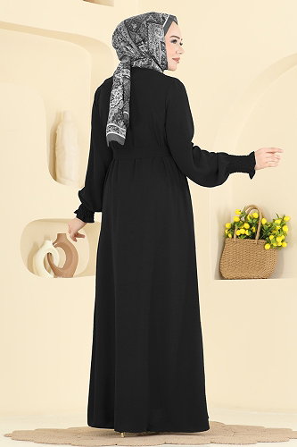 moda selvim Abaya 3036SMD1186 Black - Thumbnail