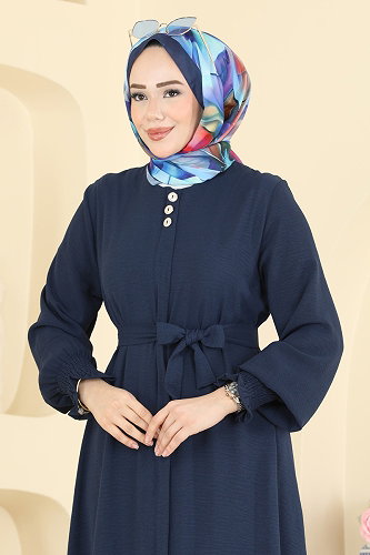 moda selvim Abaya 3036SMD1186 Navy Blue - Thumbnail