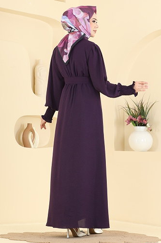 moda selvim Abaya 3038SMD1186 Damson - Thumbnail