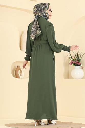moda selvim Abaya 3038SMD1186 Khaki - Thumbnail