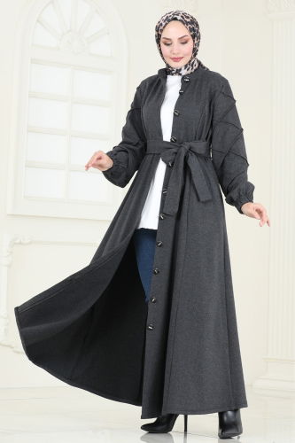 moda selvim Abaya 303DVL817 Anthracite - Thumbnail