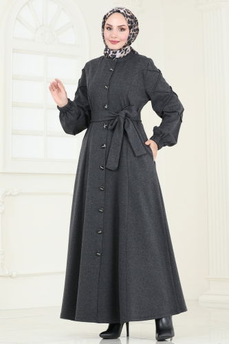 moda selvim Abaya 303DVL817 Anthracite - Thumbnail