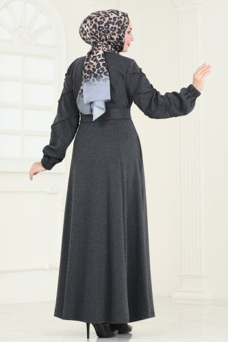 moda selvim Abaya 303DVL817 Anthracite - Thumbnail