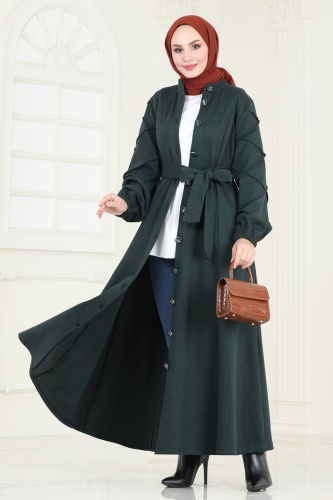 moda selvim Abaya 303DVL817 Emerald - Thumbnail