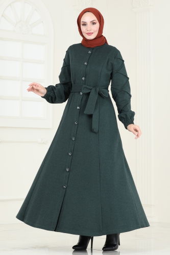 moda selvim Abaya 303DVL817 Emerald - Thumbnail