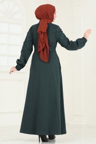 moda selvim Abaya 303DVL817 Emerald - Thumbnail