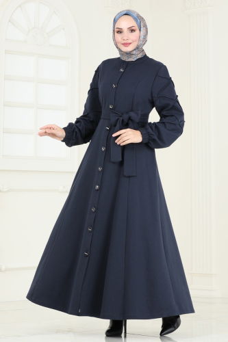 moda selvim Abaya 303DVL817 Navy Blue - Thumbnail