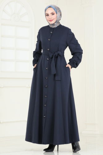 moda selvim Abaya 303DVL817 Navy Blue - Thumbnail