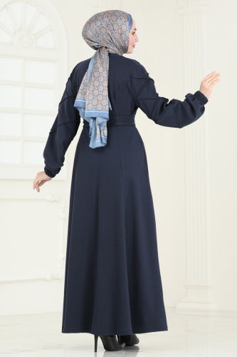 moda selvim Abaya 303DVL817 Navy Blue - Thumbnail