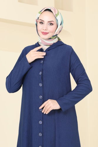 moda selvim Abaya 3060HBS856 Navy Blue - Thumbnail