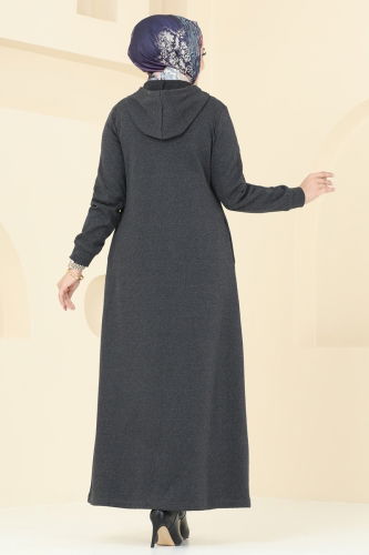 moda selvim Abaya 308DVL817 Anthracite - Thumbnail