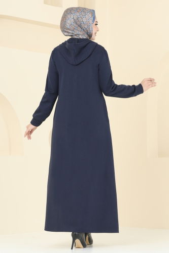 moda selvim Abaya 308DVL817 Navy Blue - Thumbnail